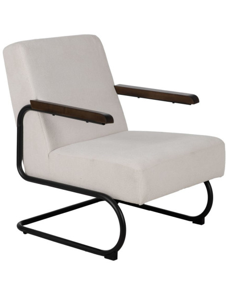 Fauteuil industriel vintage Tissu Beige Métal Noir Bois Marron foncé Arvello 