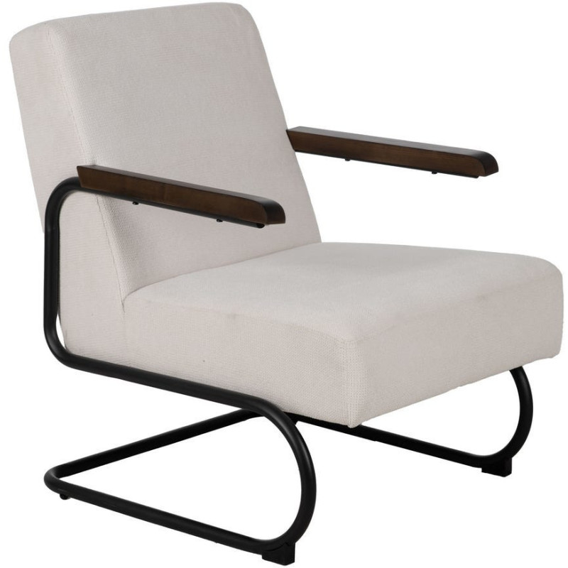 Fauteuil industriel vintage Tissu Beige Métal Noir Bois Marron foncé Arvello 