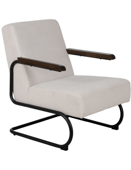 Fauteuil industriel vintage Tissu Beige Métal Noir Bois Marron foncé Arvello 