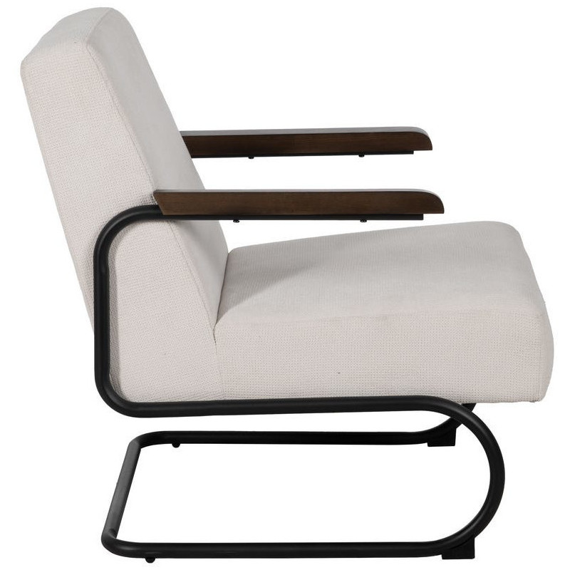 Fauteuil industriel vintage Tissu Beige Métal Noir Bois Marron foncé Arvello 