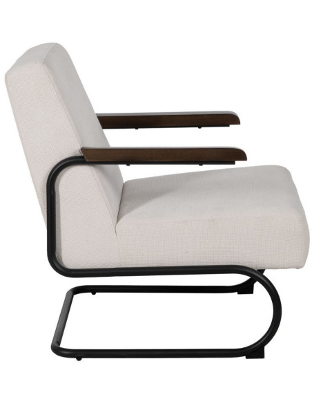 Fauteuil industriel vintage Tissu Beige Métal Noir Bois Marron foncé Arvello 