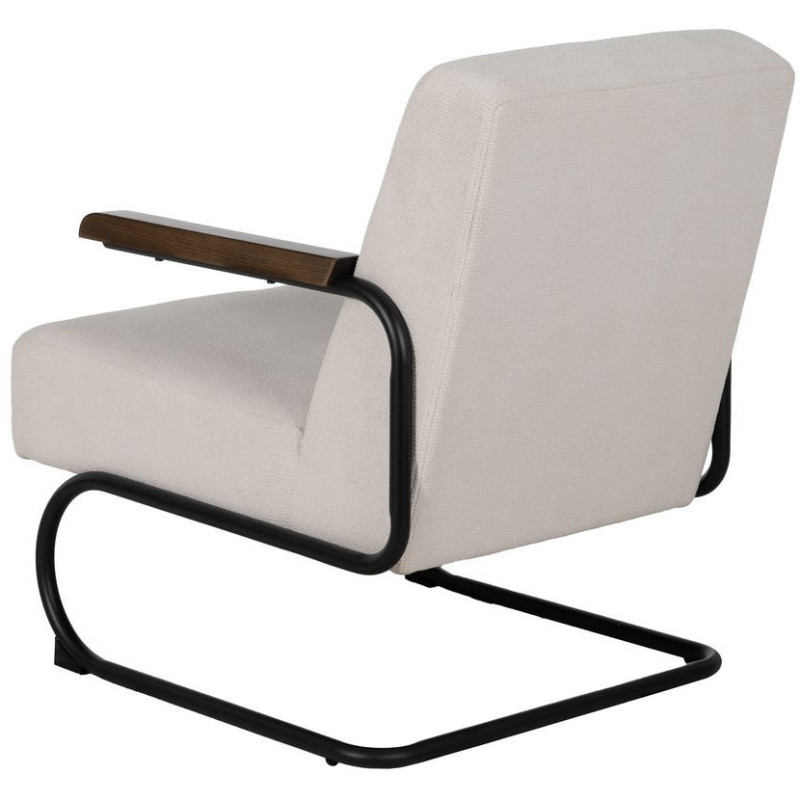 Fauteuil industriel vintage Tissu Beige Métal Noir Bois Marron foncé Arvello 