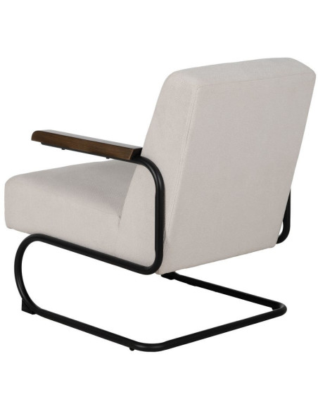 Fauteuil industriel vintage Tissu Beige Métal Noir Bois Marron foncé Arvello 