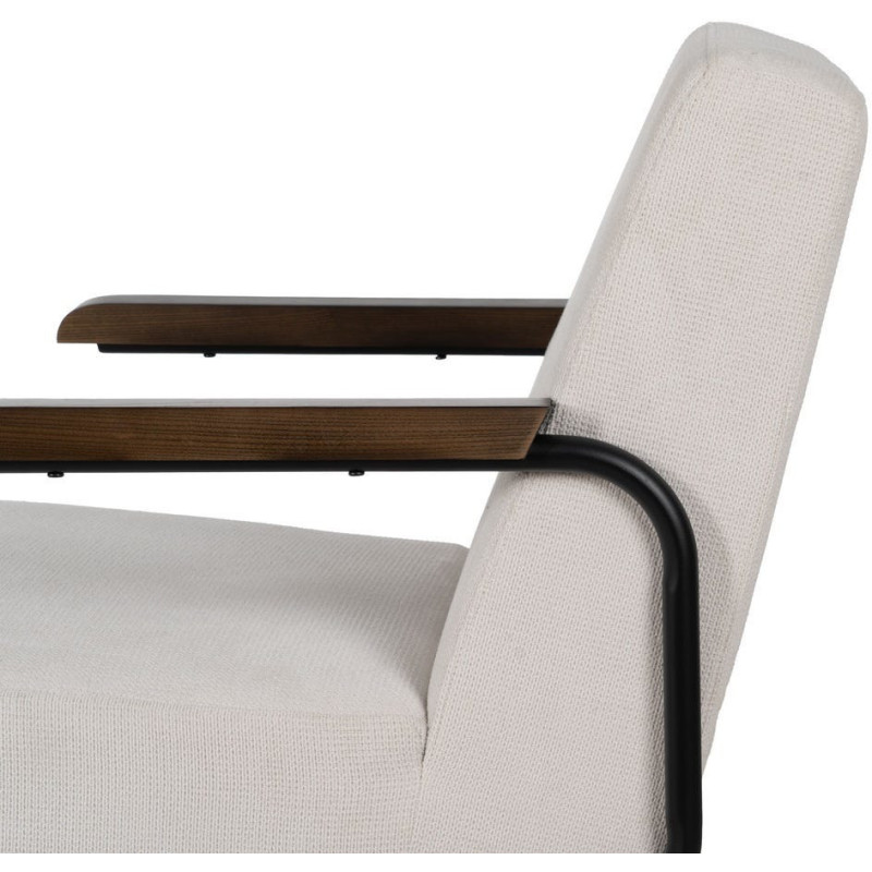 Fauteuil industriel vintage Tissu Beige Métal Noir Bois Marron foncé Arvello 