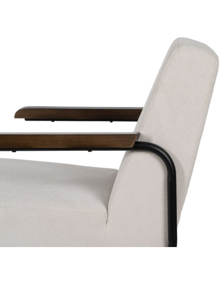 Fauteuil industriel vintage Tissu Beige Métal Noir Bois Marron foncé Arvello 