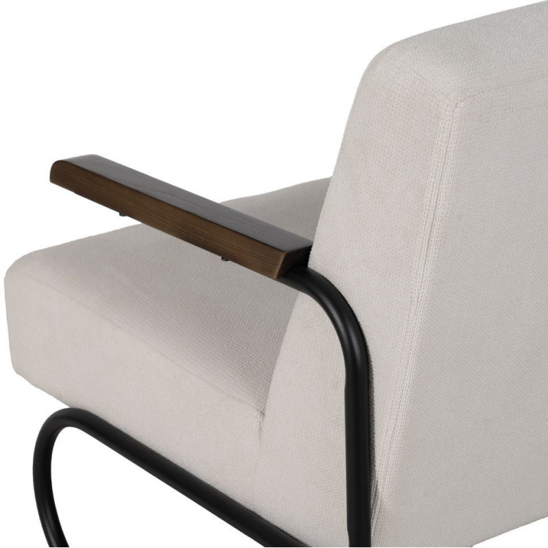 Fauteuil industriel vintage Tissu Beige Métal Noir Bois Marron foncé Arvello 