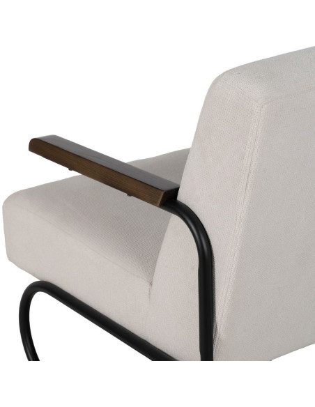 Fauteuil industriel vintage Tissu Beige Métal Noir Bois Marron foncé Arvello 