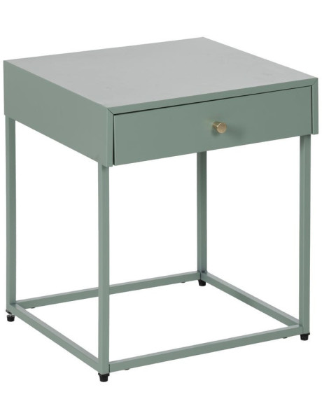 Table de chevet moderne chic 1 tiroir Métal Vert Elmyra