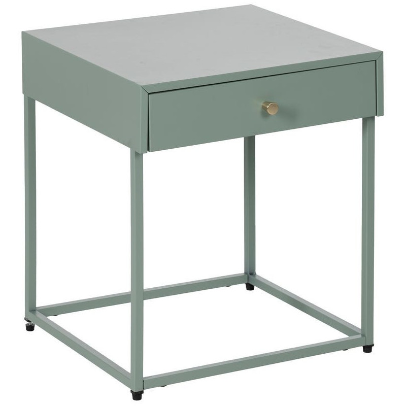Table de chevet moderne chic 1 tiroir Métal Vert Elmyra