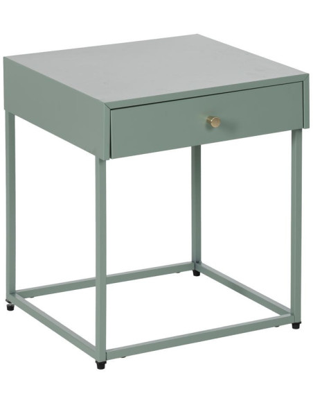 Table de chevet moderne chic 1 tiroir Métal Vert Elmyra