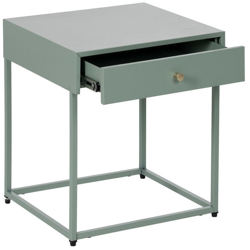 Table de chevet moderne chic 1 tiroir Métal Vert Elmyra 