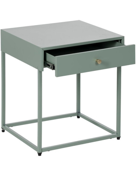 Table de chevet moderne chic 1 tiroir Métal Vert Elmyra 