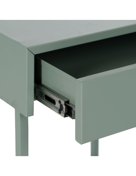 Table de chevet moderne chic 1 tiroir Métal Vert Elmyra 