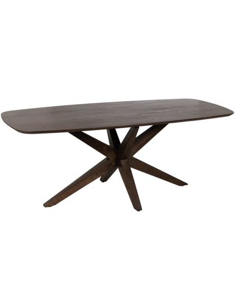 Grande Table à manger design moderne piètement sculptural Rectangulaire 6 personnes 200 cm Bois de manguier Marron Xandora 