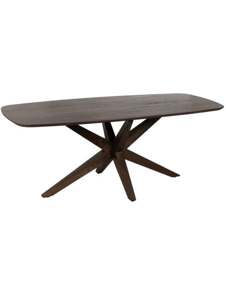 Grande Table à manger design moderne piètement sculptural Rectangulaire 6 personnes 200 cm Bois de manguier Marron Xandora 