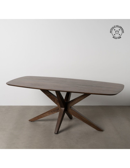 Grande Table à manger design moderne piètement sculptural Rectangulaire 6 personnes 200 cm Bois de manguier Marron Xandora 
