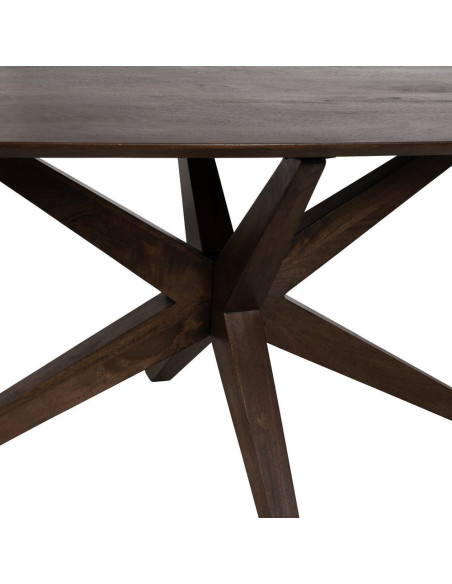 Grande Table à manger design moderne piètement sculptural Rectangulaire 6 personnes 200 cm Bois de manguier Marron Xandora 