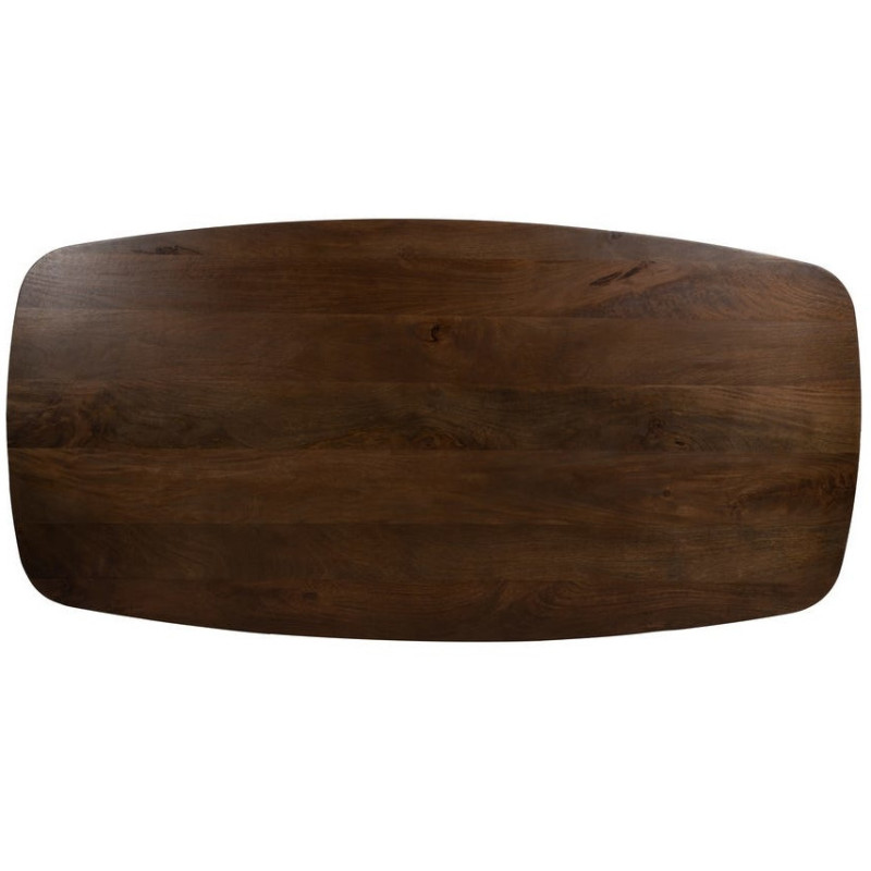 Grande Table à manger design moderne piètement sculptural Rectangulaire 6 personnes 200 cm Bois de manguier Marron Xandora 