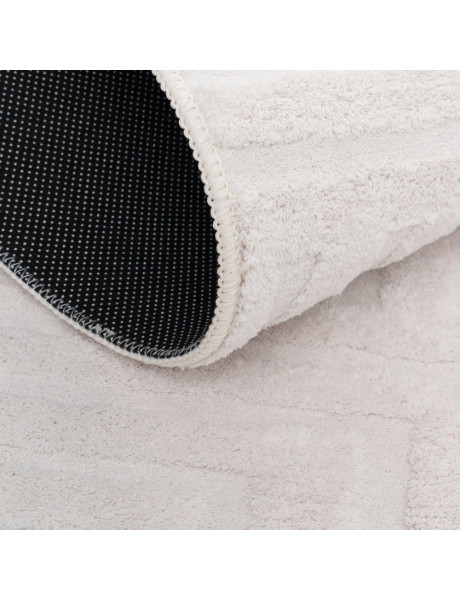 Grand Tapis relief style minimaliste Rectangulaire 160x230 Tissu Blanc écru Motif géométrique Serema 