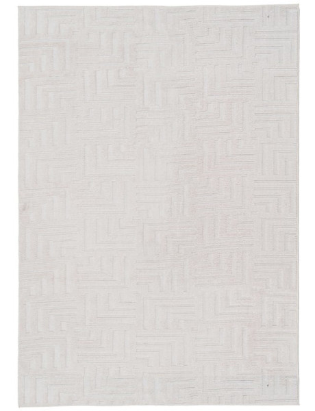 Grand Tapis relief style minimaliste Rectangulaire 160x230 Tissu Blanc écru Motif géométrique Serema