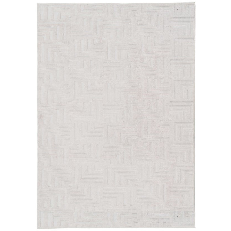 Grand Tapis relief style minimaliste Rectangulaire 160x230 Tissu Blanc écru Motif géométrique Serema
