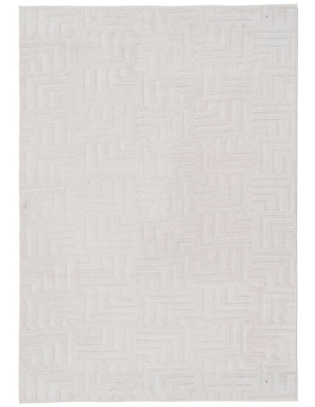 Grand Tapis relief style minimaliste Rectangulaire 160x230 Tissu Blanc écru Motif géométrique Serema