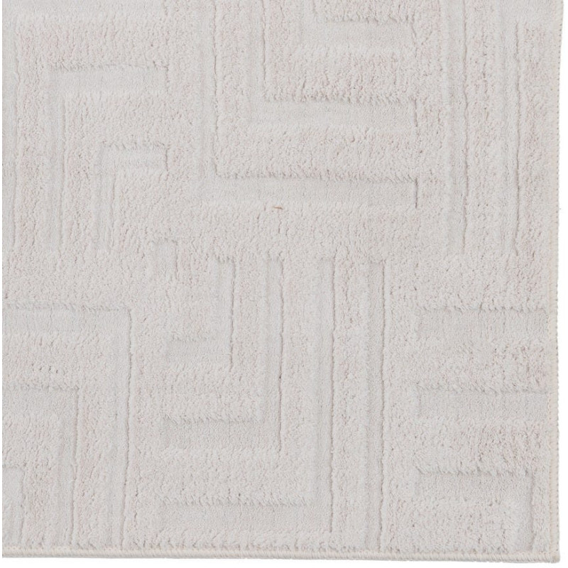 Grand Tapis relief style minimaliste Rectangulaire 160x230 Tissu Blanc écru Motif géométrique Serema 