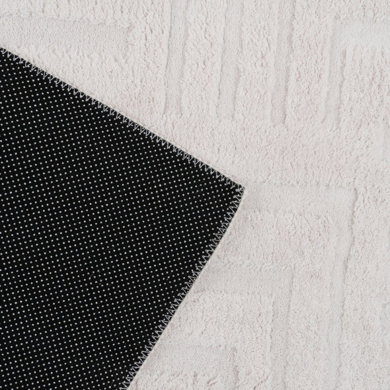Grand Tapis relief style minimaliste Rectangulaire 160x230 Tissu Blanc écru Motif géométrique Serema 