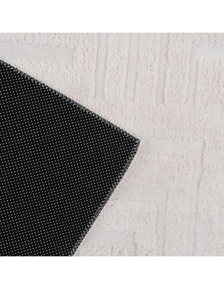 Grand Tapis relief style minimaliste Rectangulaire 160x230 Tissu Blanc écru Motif géométrique Serema 