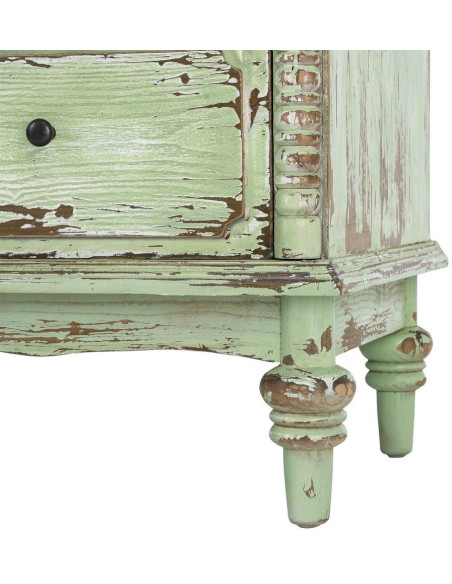 Commode de chambre Campagne bohème 4 tiroirs Bois recyclé Vert Patiné Amandéna 