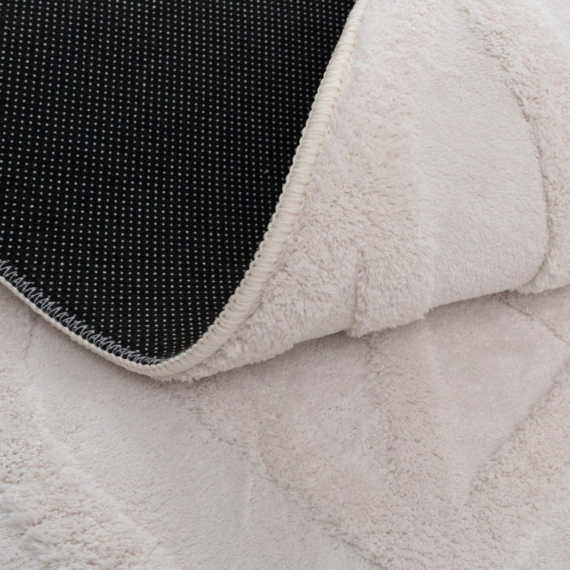 Grand Tapis relief style scandinave Rectangulaire 160x230 Tissu Blanc écru Motif géométrique Lumana 