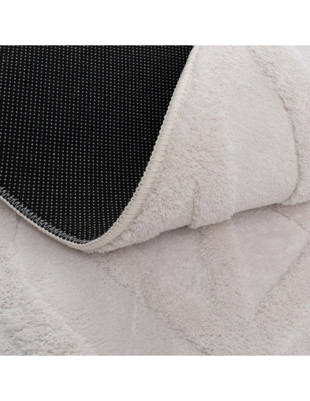 Grand Tapis relief style scandinave Rectangulaire 160x230 Tissu Blanc écru Motif géométrique Lumana 