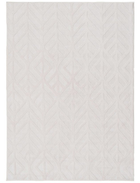 Grand Tapis relief style scandinave Rectangulaire 160x230 Tissu Blanc écru Motif géométrique Lumana