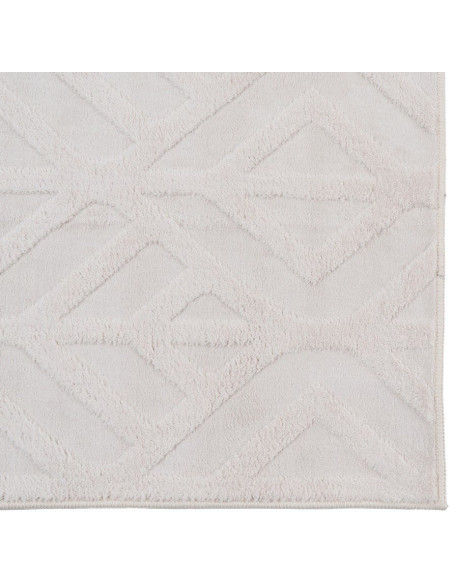 Grand Tapis relief style scandinave Rectangulaire 160x230 Tissu Blanc écru Motif géométrique Lumana 