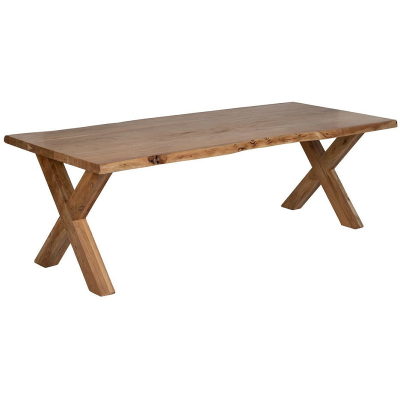 Grande Table à manger style campagne moderne Rectangulaire 8 personnes 240 cm Bois d'acacia Naturel Arvanio 