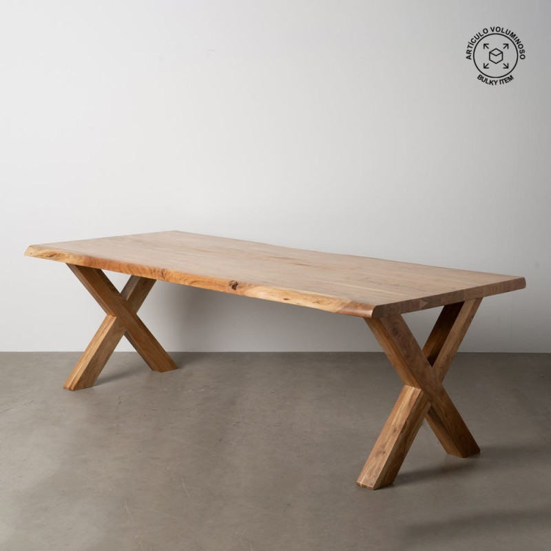 Grande Table à manger style campagne moderne Rectangulaire 8 personnes 240 cm Bois d'acacia Naturel Arvanio 