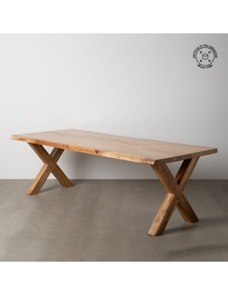 Grande Table à manger style campagne moderne Rectangulaire 8 personnes 240 cm Bois d'acacia Naturel Arvanio 
