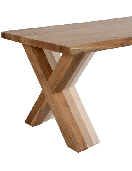 Grande Table à manger style campagne moderne Rectangulaire 8 personnes 240 cm Bois d'acacia Naturel Arvanio 