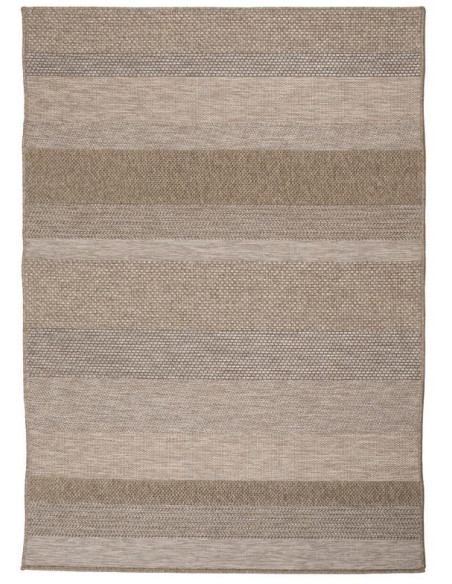 Grand Tapis moderne chic Rectangulaire 160x230 Polypropylène Naturel Beige Motif rayures Tayedo