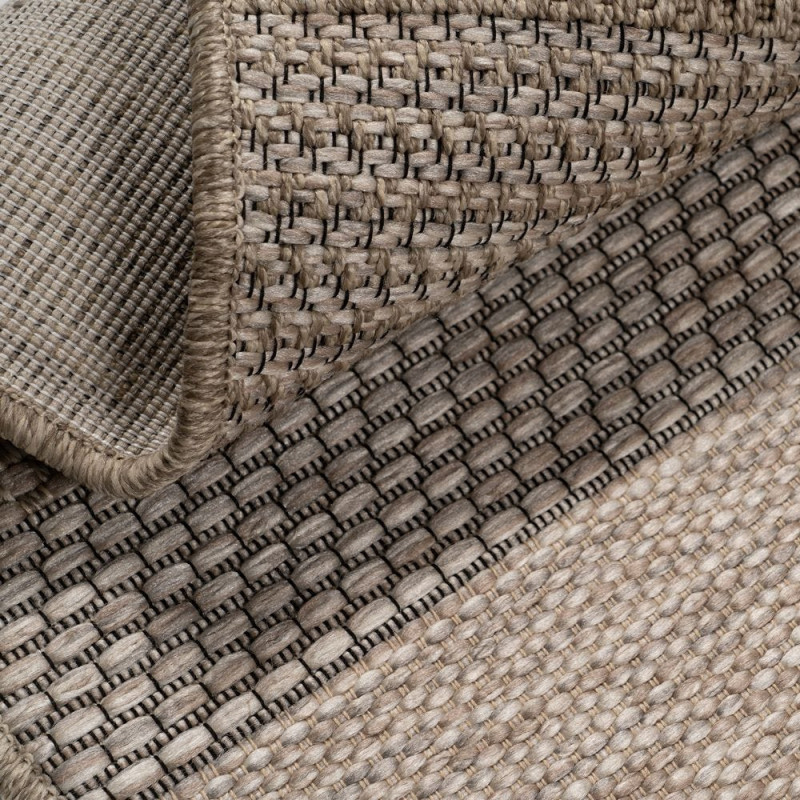 Grand Tapis moderne chic Rectangulaire 160x230 Polypropylène Naturel Beige Motif rayures Tayedo 