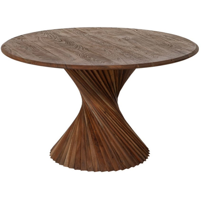 Table à manger design moderne Ronde 5 personnes 130 cm Bois d'acacia Marron Voltrania 