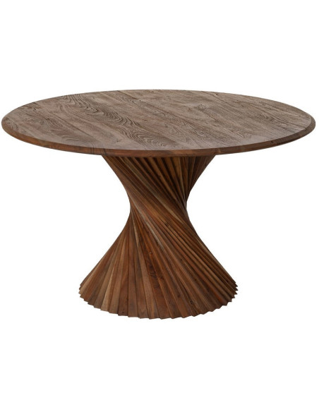 Table à manger design moderne Ronde 5 personnes 130 cm Bois d'acacia Marron Voltrania 