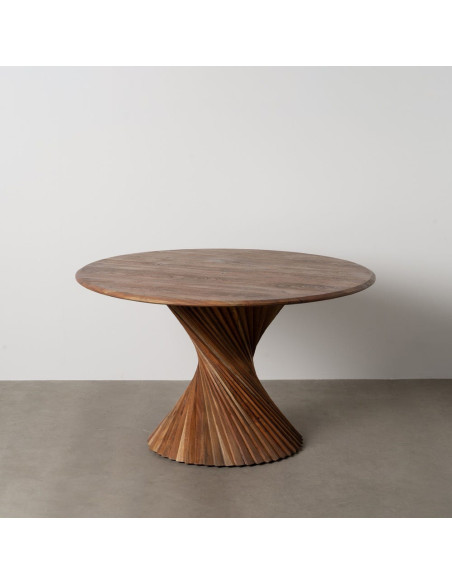 Table à manger design moderne Ronde 5 personnes 130 cm Bois d'acacia Marron Voltrania 
