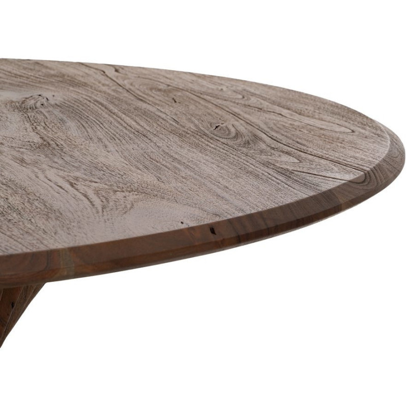 Table à manger design moderne Ronde 5 personnes 130 cm Bois d'acacia Marron Voltrania 