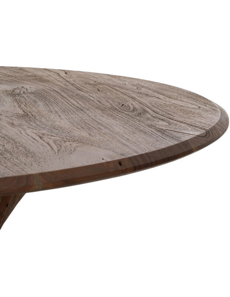 Table à manger design moderne Ronde 5 personnes 130 cm Bois d'acacia Marron Voltrania 