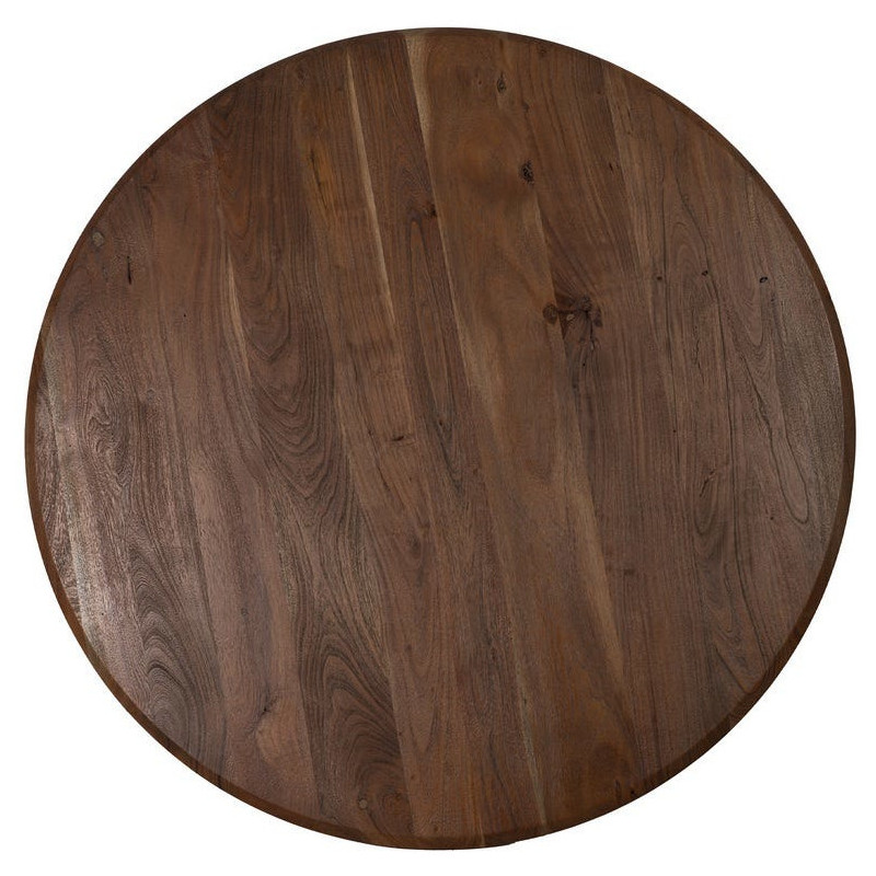 Table à manger design moderne Ronde 5 personnes 130 cm Bois d'acacia Marron Voltrania 