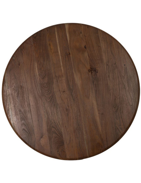 Table à manger design moderne Ronde 5 personnes 130 cm Bois d'acacia Marron Voltrania 