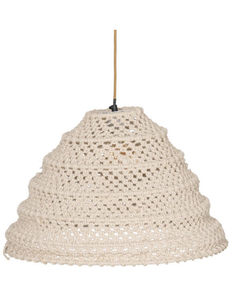 Grande Suspension Macramé Bohème chic D 50 cm Coton Blanc Maravuena