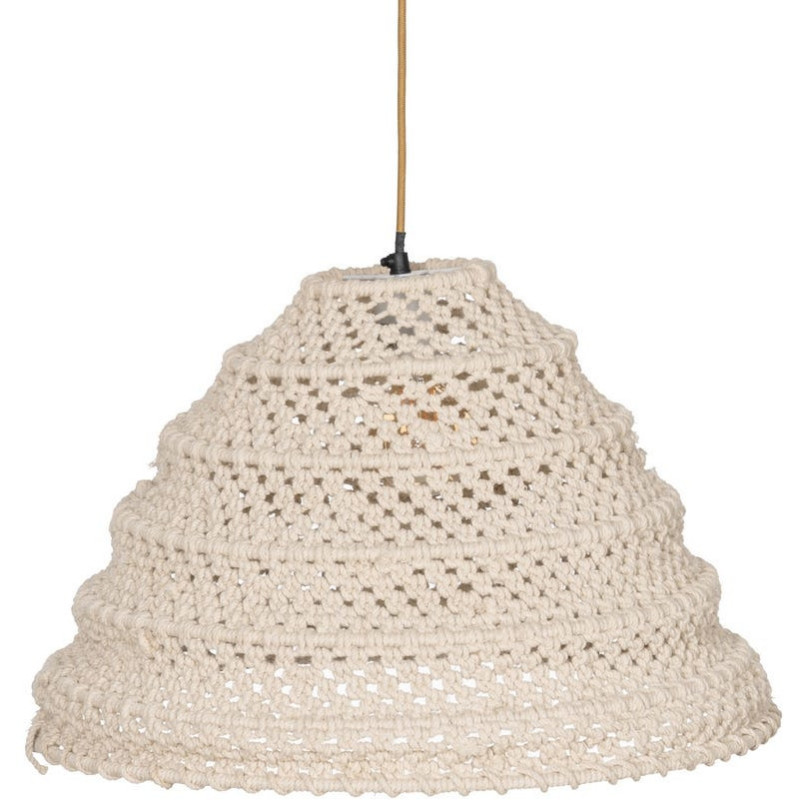 Grande Suspension Macramé Bohème chic D 50 cm Coton Blanc Maravuena