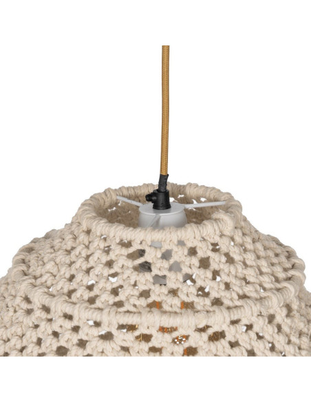 Grande Suspension Macramé Bohème chic D 50 cm Coton Blanc Maravuena 